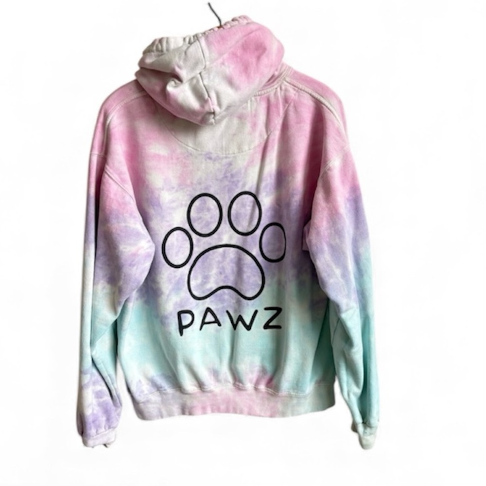 PAWZ Tie Dye Hooded Sweatshirt Hoodie Large